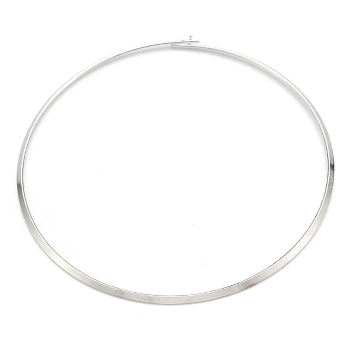 Thin Mirrored Circle Collar Silver Metal Necklace
