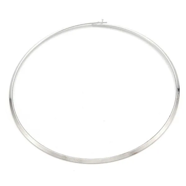 Thin Mirrored Circle Collar Silver Metal Necklace