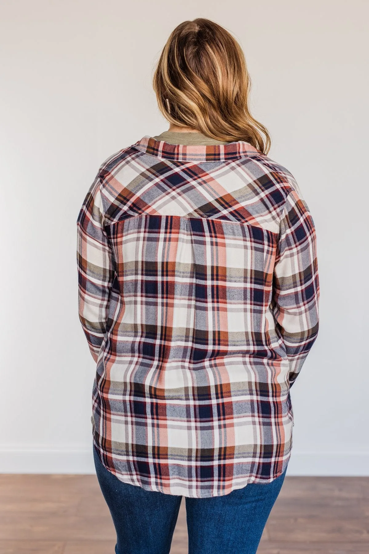 Thread & Supply Deep Feelings Plaid Top- Olive & Copper