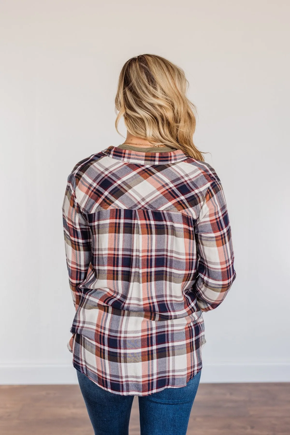 Thread & Supply Deep Feelings Plaid Top- Olive & Copper
