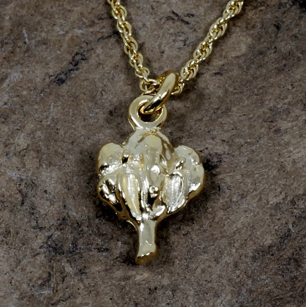 Tiny Gold Cotton Boll Necklace for little girl childrens jewelry