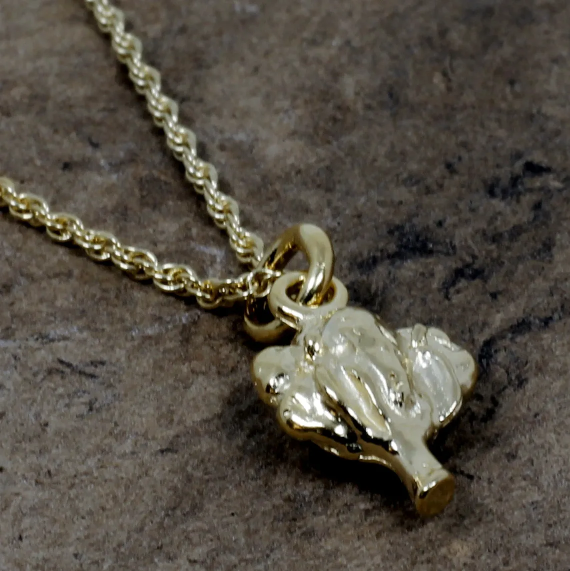 Tiny Gold Cotton Boll Necklace for little girl childrens jewelry