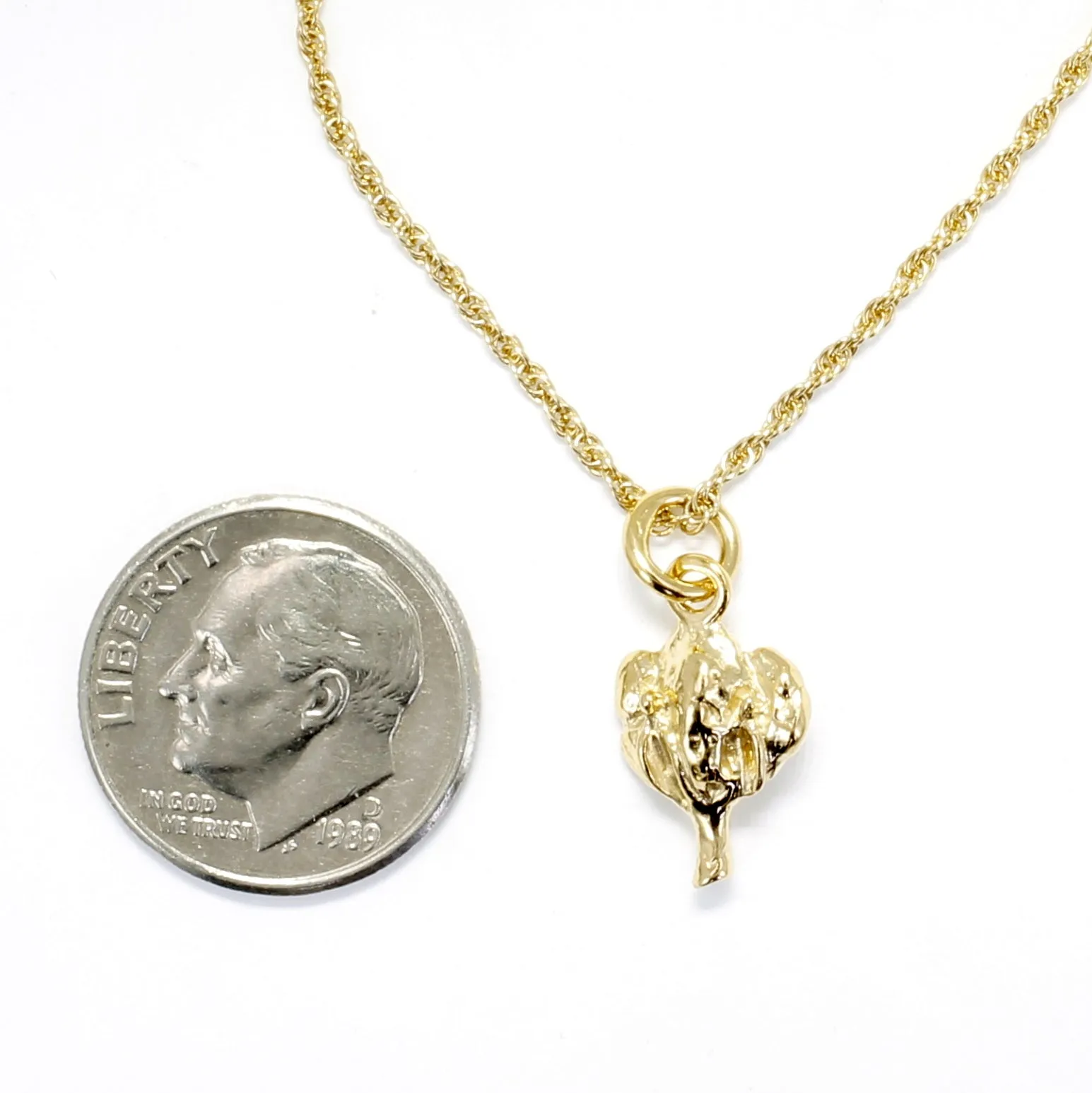 Tiny Gold Cotton Boll Necklace for little girl childrens jewelry