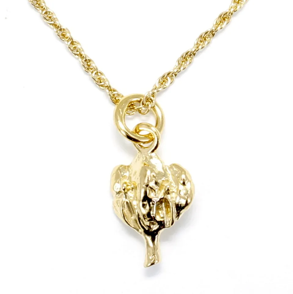 Tiny Gold Cotton Boll Necklace for little girl childrens jewelry