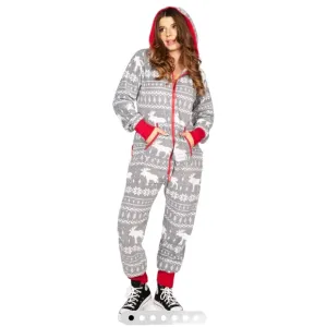 Tipsy Elves Women’s Grey Moose Jumpsuit size Small