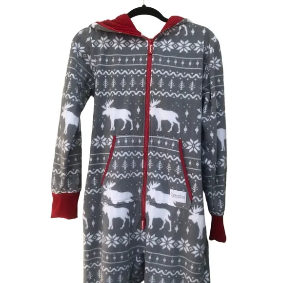 Tipsy Elves Women’s Grey Moose Jumpsuit size Small
