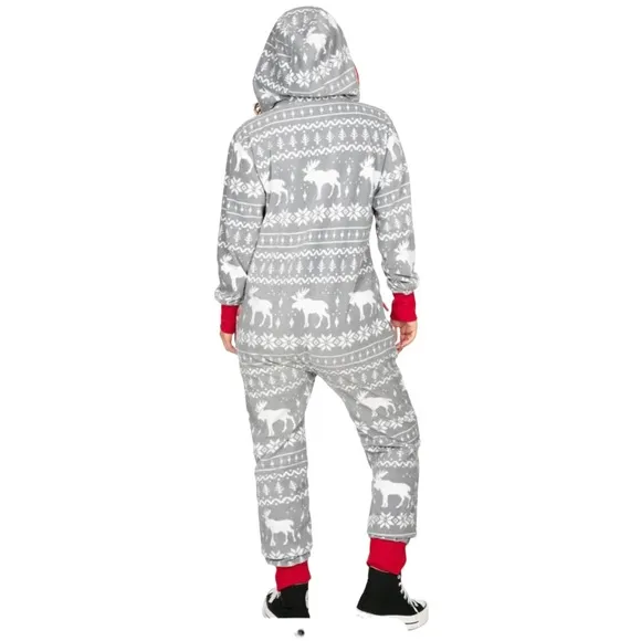 Tipsy Elves Women’s Grey Moose Jumpsuit size Small