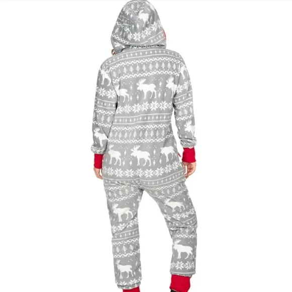 Tipsy Elves Women’s Grey Moose Jumpsuit size Small