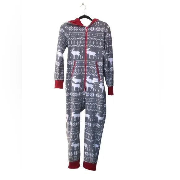 Tipsy Elves Women’s Grey Moose Jumpsuit size Small