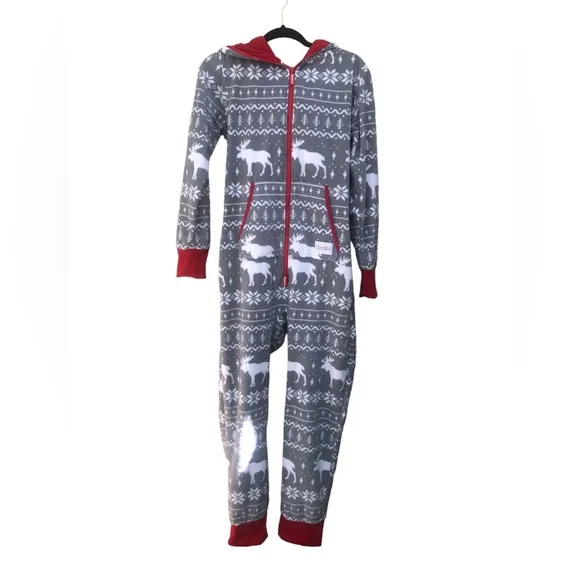 Tipsy Elves Women’s Grey Moose Jumpsuit size Small
