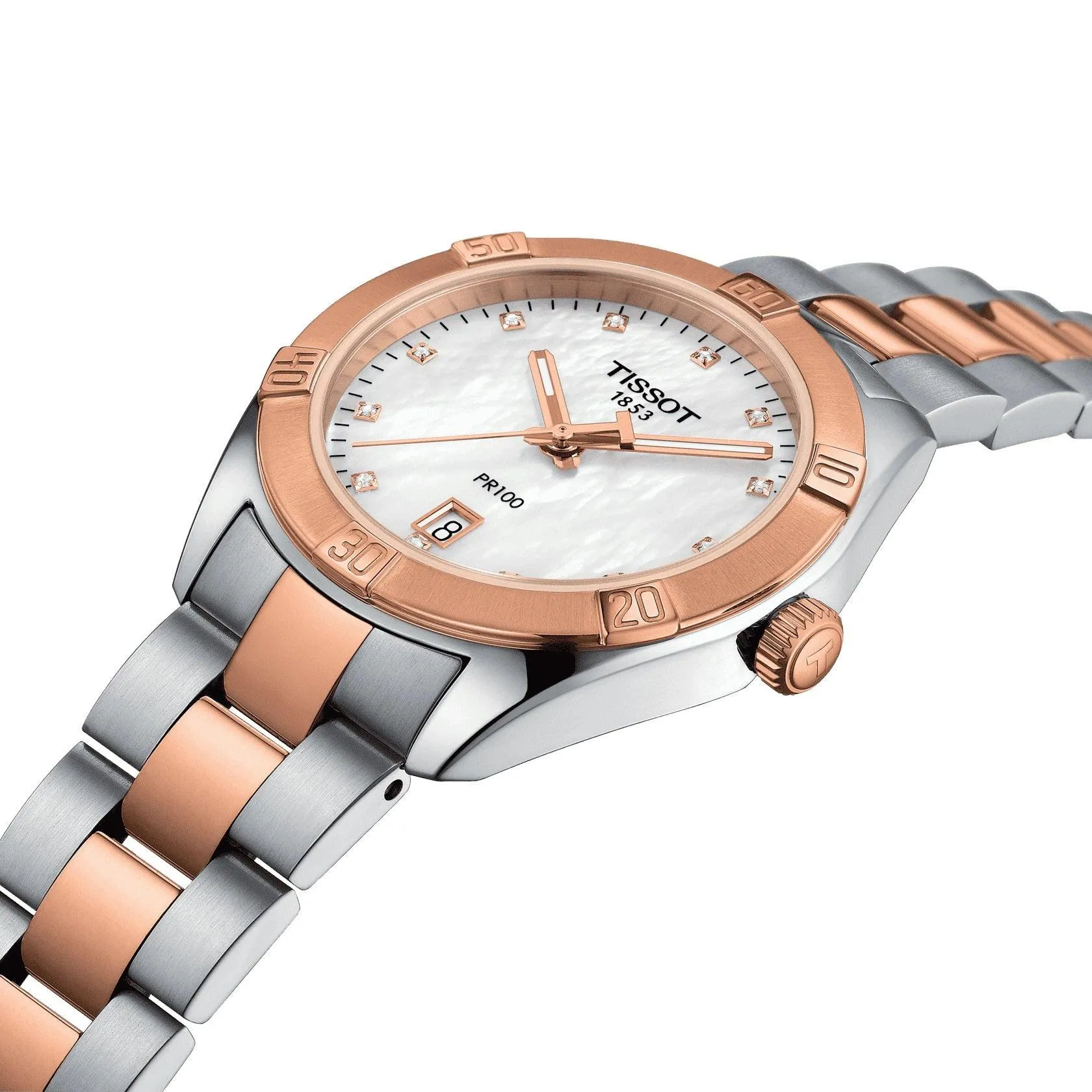 Tissot Clock Pr 100 Sport Chic 36mm Motherperper Quartz Steel Finish Pvd Gold Rose T101.910.22.116.00