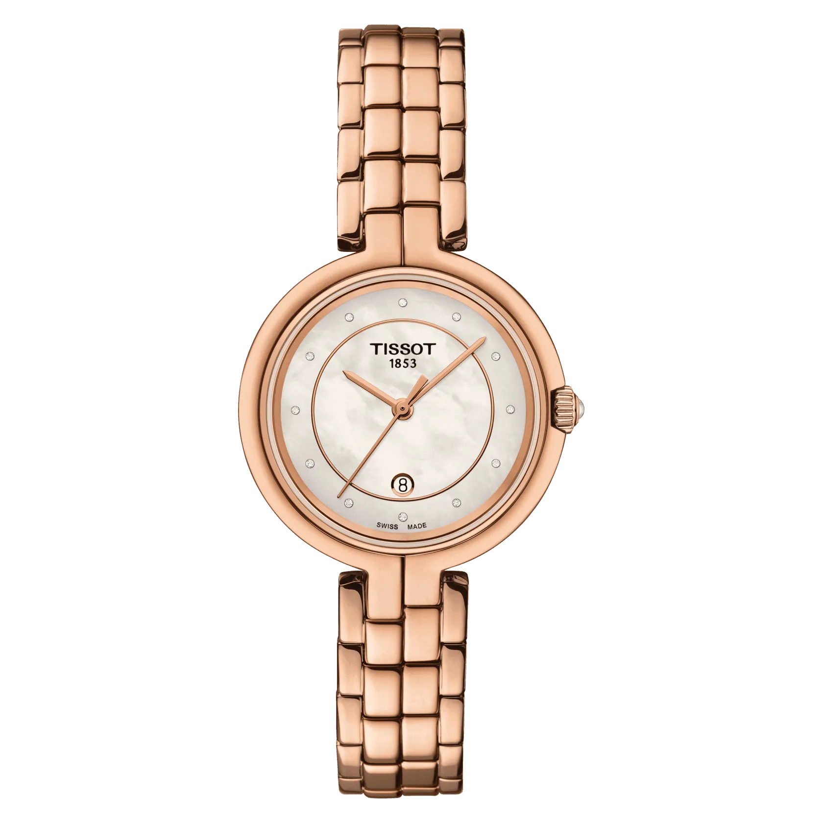 Tissot Flamingo watch 30mm Madreperla Per Quartz Steel Finish Pvd Gold Rosa T094.210.33.116.02