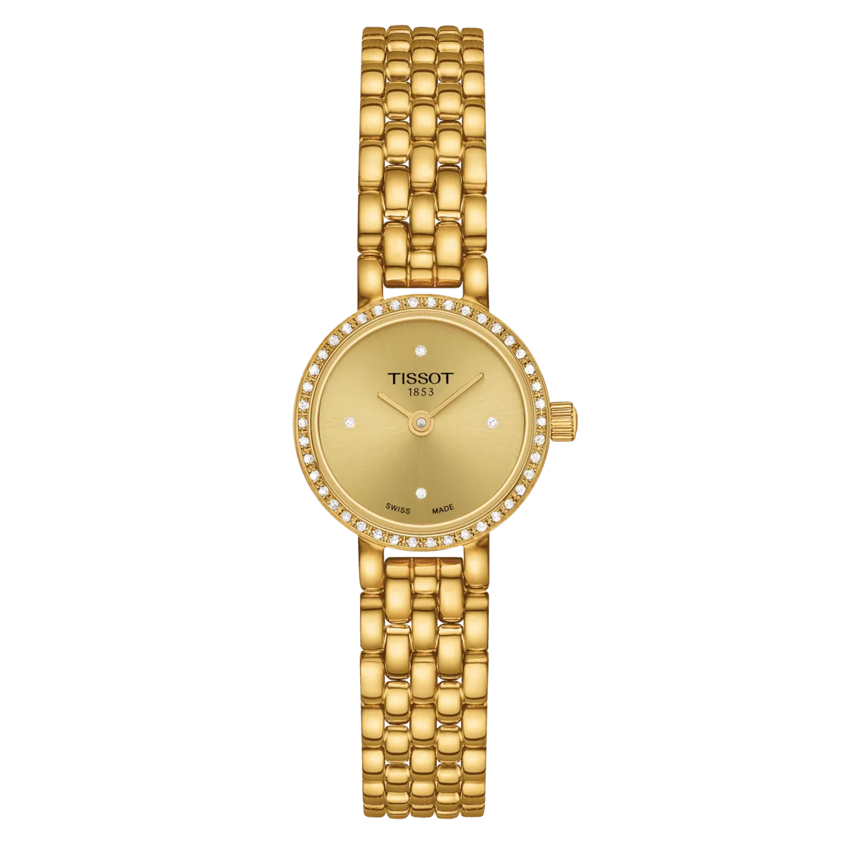 Tissot watch Lovely Round 19.5mm Champagne Diamond Quartz Steel Finish Pvd Gold Gold T140,009.63.026.00
