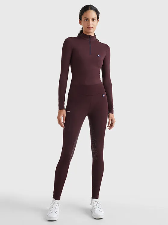 Tommy Hilfiger Full grip thermo riding leggings in Deep Burgundy