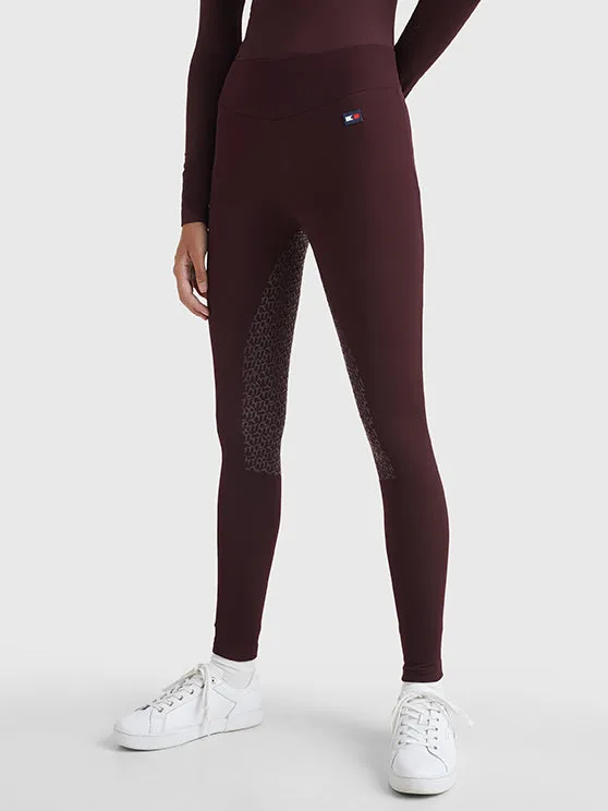 Tommy Hilfiger Full grip thermo riding leggings in Deep Burgundy