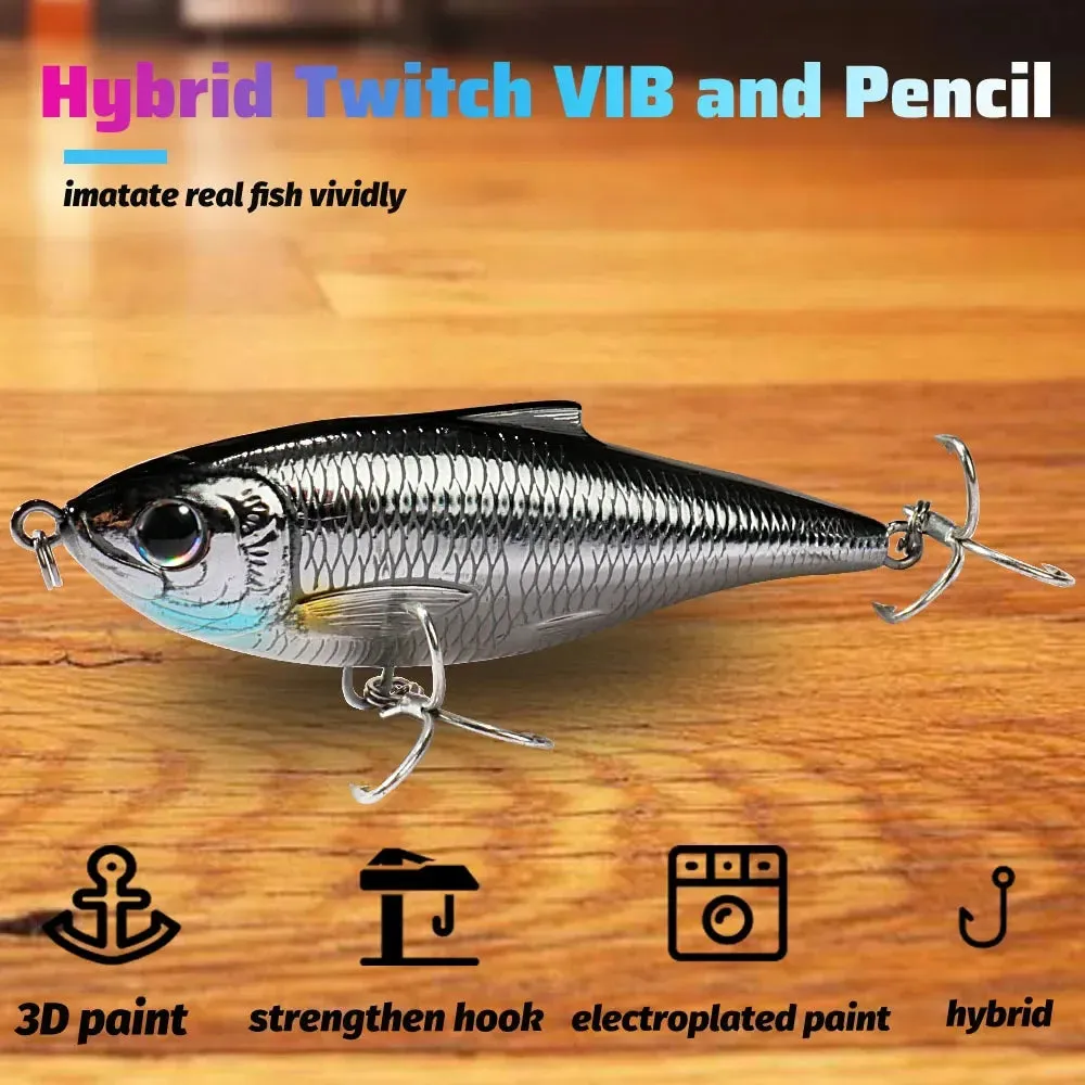 Top Water Floating 20g 9cm Pencil Lure 12g 7.5cm VIB Rattle Steel Ball Wobbler
