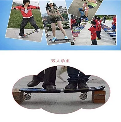 Toyify Alloy Heavy Duty Two Wheel Flash Colorful Lights on Wheels Skate Board for Unisex (Gold, Blue, 33”x 8” x 9)