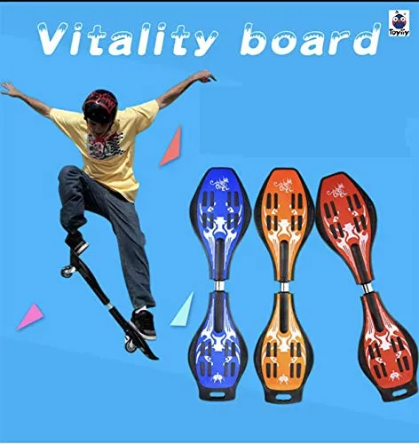 Toyify Alloy Heavy Duty Two Wheel Flash Colorful Lights on Wheels Skate Board for Unisex (Gold, Blue, 33”x 8” x 9)