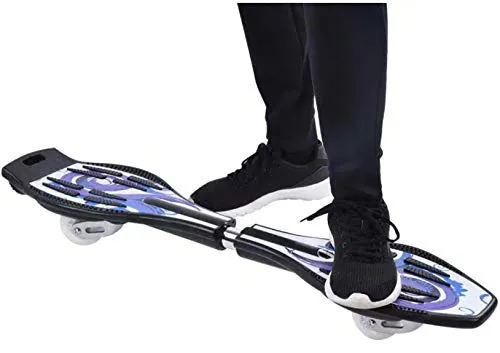 Toyify Alloy Heavy Duty Two Wheel Flash Colorful Lights on Wheels Skate Board for Unisex (Gold, Blue, 33”x 8” x 9)