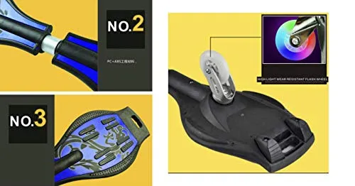 Toyify Alloy Heavy Duty Two Wheel Flash Colorful Lights on Wheels Skate Board for Unisex (Gold, Blue, 33”x 8” x 9)
