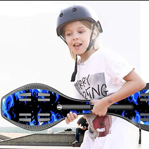 Toyify Alloy Heavy Duty Two Wheel Flash Colorful Lights on Wheels Skate Board for Unisex (Gold, Blue, 33”x 8” x 9)