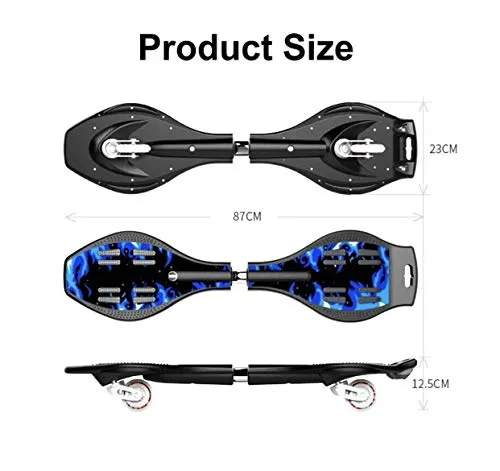 Toyify Alloy Heavy Duty Two Wheel Flash Colorful Lights on Wheels Skate Board for Unisex (Gold, Blue, 33”x 8” x 9)