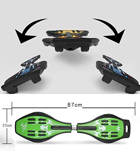 Toyify Alloy Heavy Duty Two Wheel Flash Colorful Lights on Wheels Skate Board for Unisex (Gold, Blue, 33”x 8” x 9)