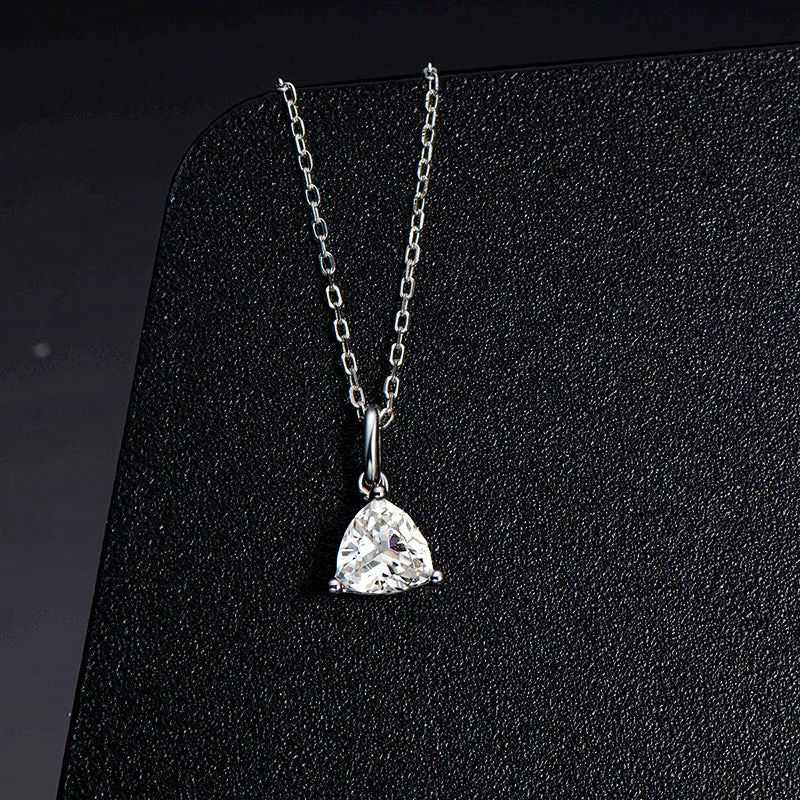 Trillion Cut Solitaire Moissanite Pendant Necklace