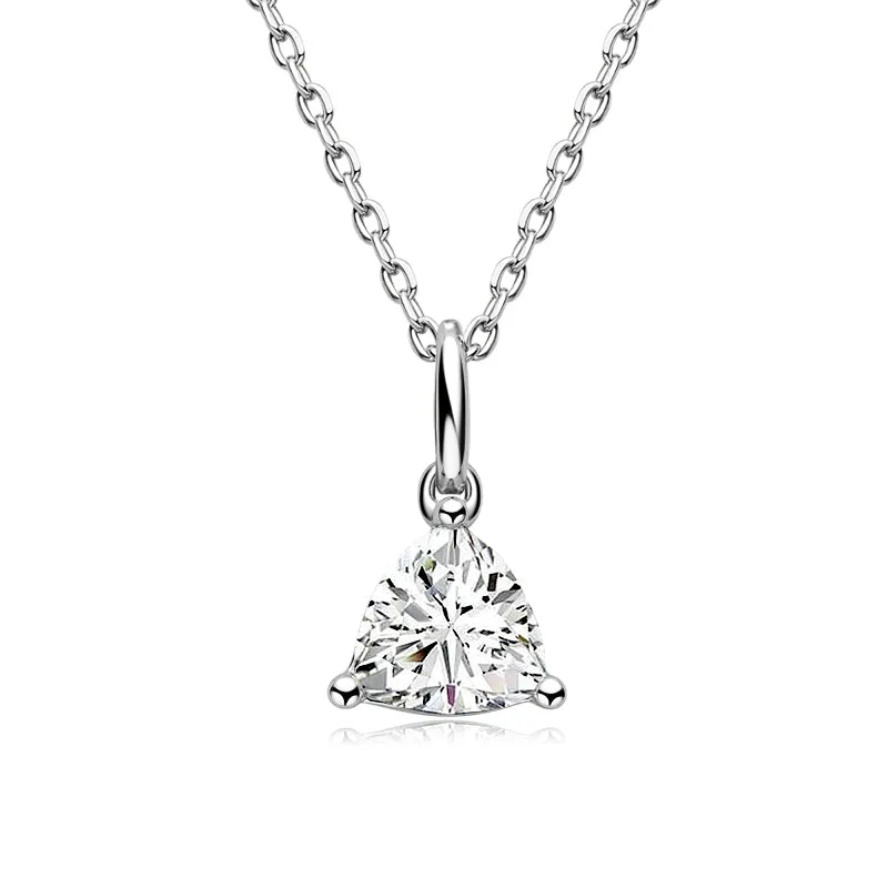 Trillion Cut Solitaire Moissanite Pendant Necklace
