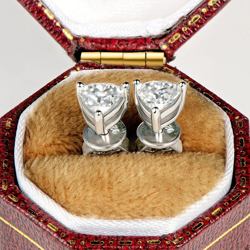 Trillion Cut Solitaire Moissanite Stud Earrings Pendant Necklace