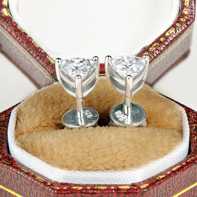 Trillion Cut Solitaire Moissanite Stud Earrings Pendant Necklace