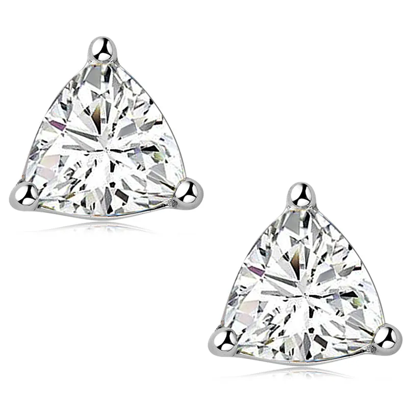 Trillion Cut Solitaire Moissanite Stud Earrings Pendant Necklace