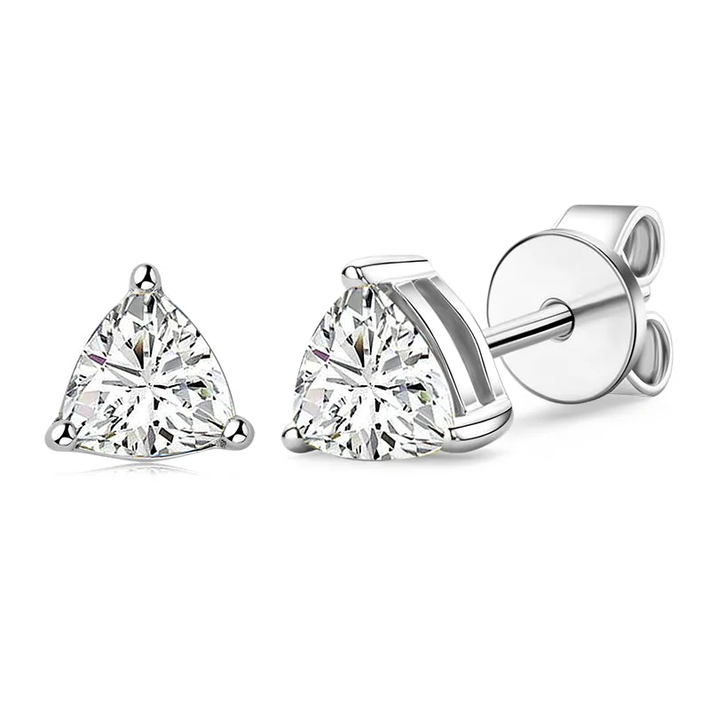 Trillion Cut Solitaire Moissanite Stud Earrings Pendant Necklace