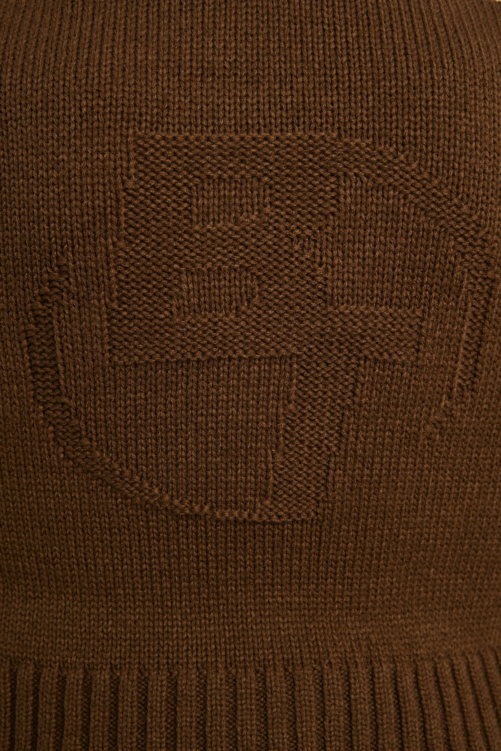 True - Cropped Zip Up Chunky Knit Hoodie in Espresso