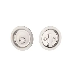 Tubular Round Privacy Pocket Door Lockset - Door Mount - 3" Brass/Satin Nickel