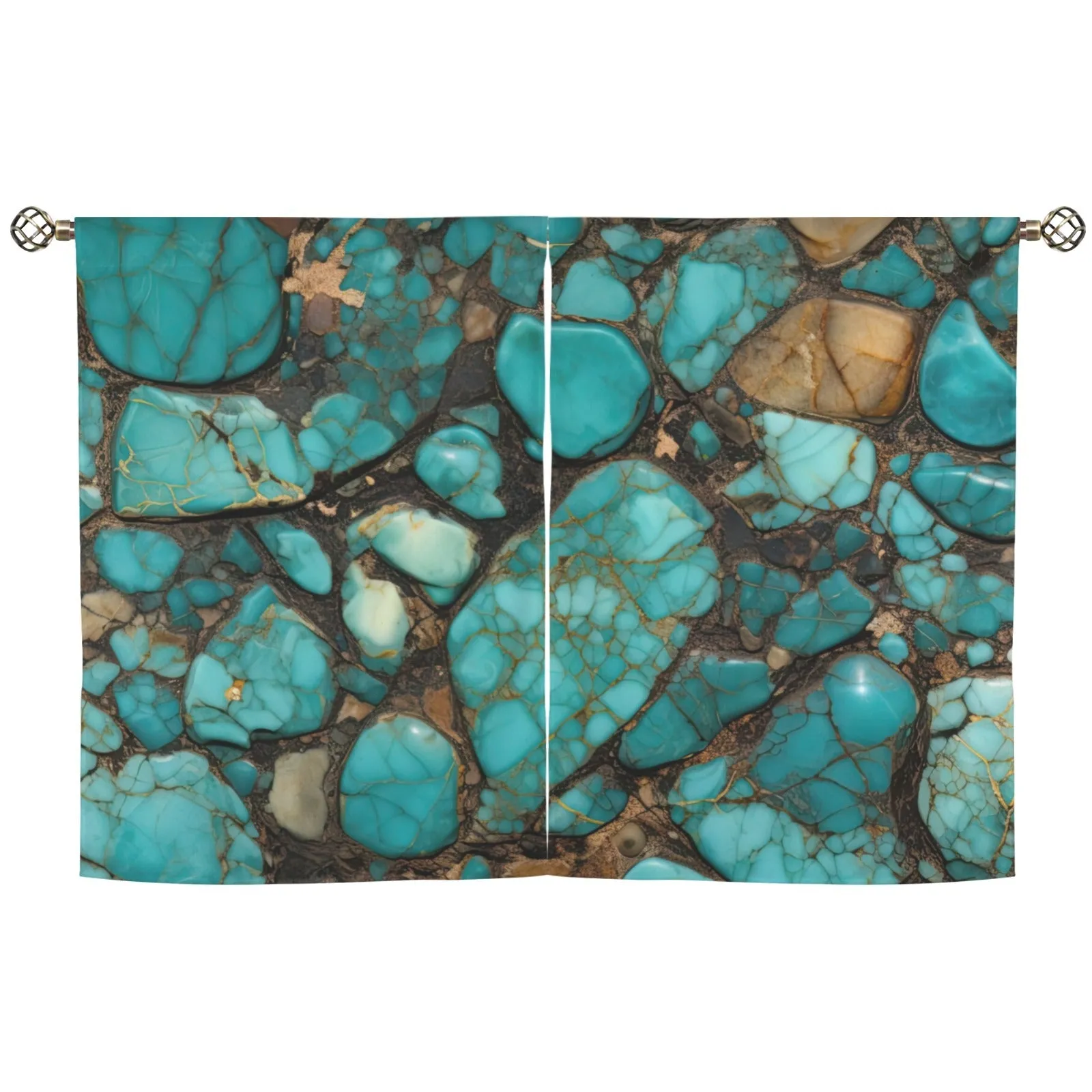 Turquoise Window Curtains 28"x40" (2-Piece) Made in America