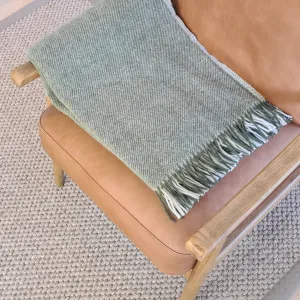 Tweedmill Moorland Wool Throw - Olive and Cream