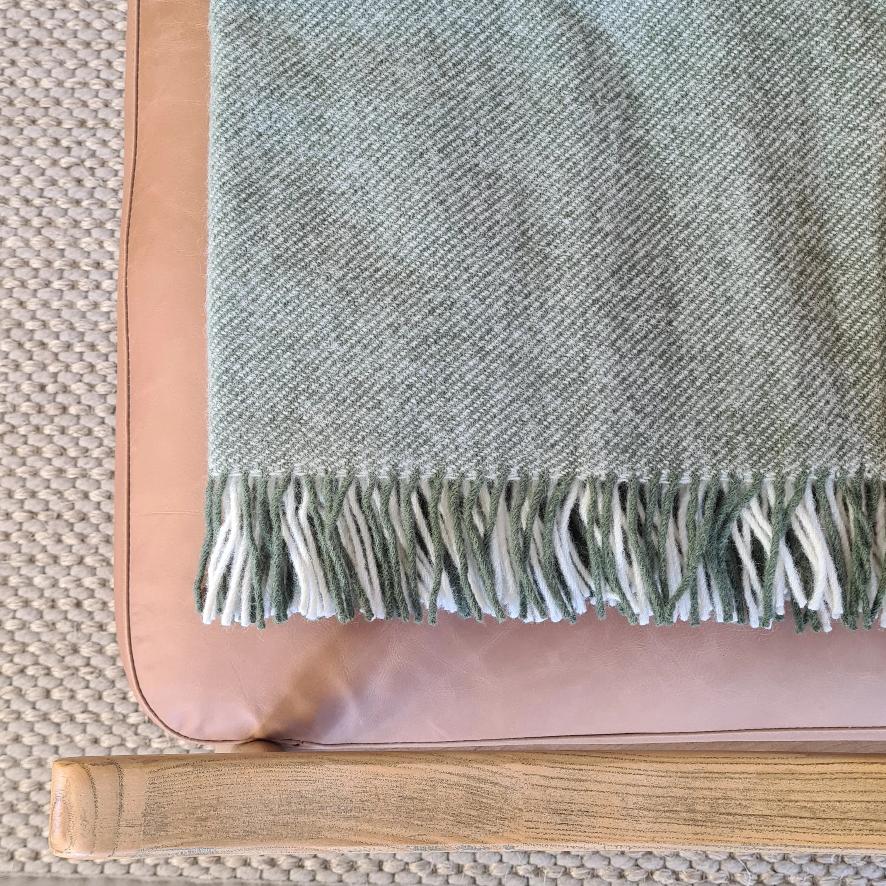 Tweedmill Moorland Wool Throw - Olive and Cream