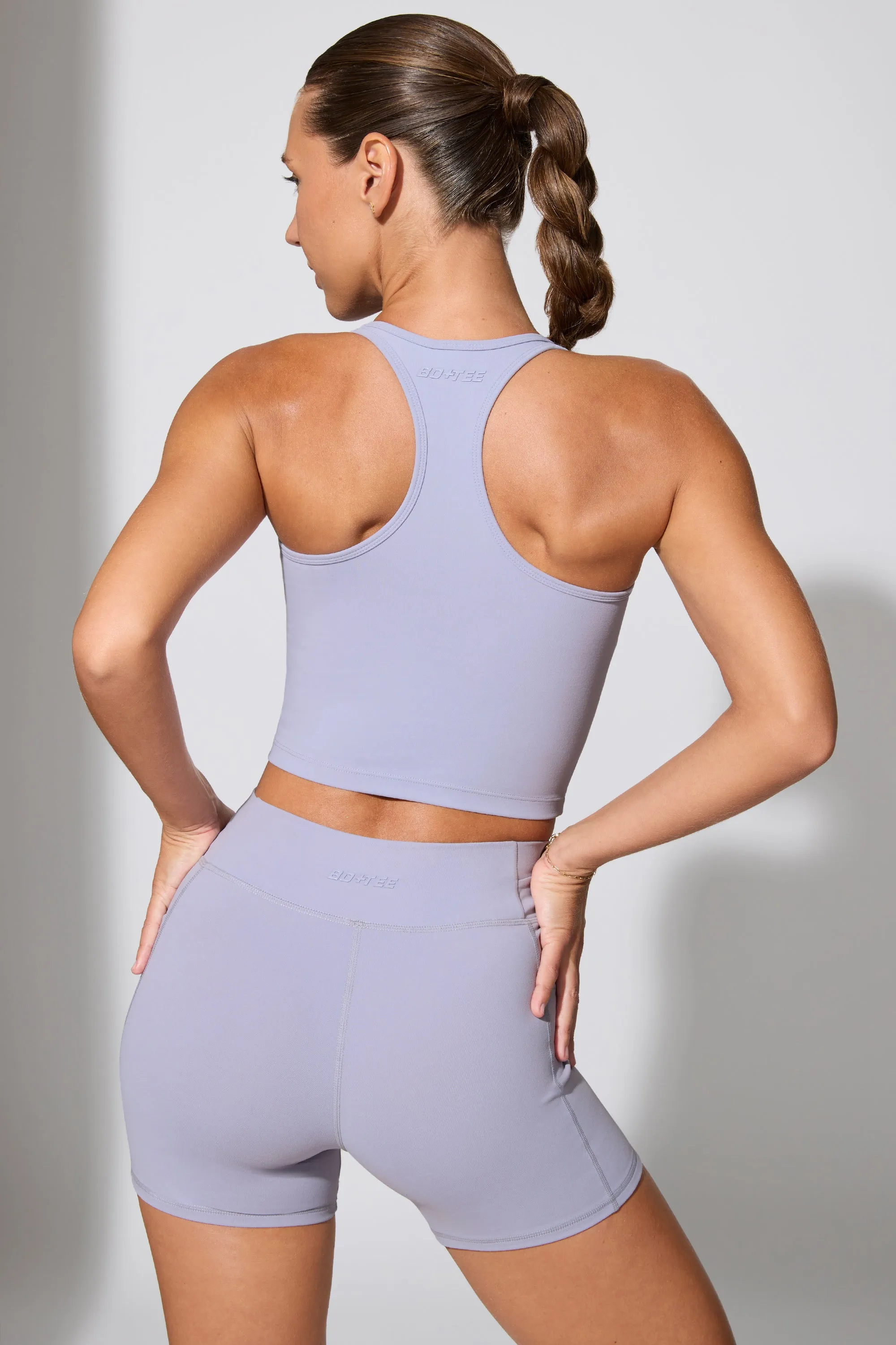 Twist Waist Mini Shorts with Pockets in Soft Lavender