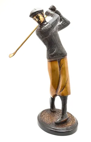 Two Moustaches Golfer Shot Brass Showpiece Figurine, Decorative Items for Home, Living Room Decorative Items, Home Decoration Items, Standard, Pack of 1