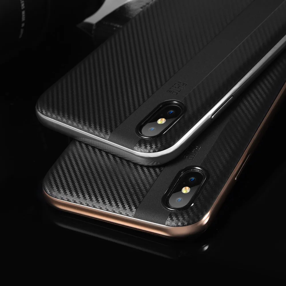 Ultra Thin Slim Fashion Acrylic Frame   Black Soft TPU Cover For iPhone X - Blue,Gold,Gray,Red,Silver