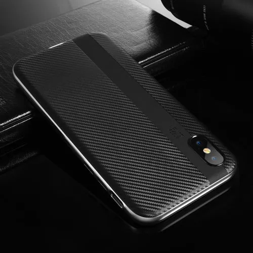 Ultra Thin Slim Fashion Acrylic Frame   Black Soft TPU Cover For iPhone X - Blue,Gold,Gray,Red,Silver