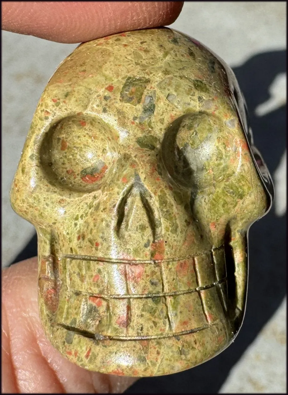 UNAKITE Crystal Skull - Connect with Mother Earth, Heart Chakra - with Synergy 9  years