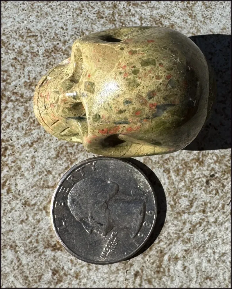 UNAKITE Crystal Skull - Connect with Mother Earth, Heart Chakra - with Synergy 9  years