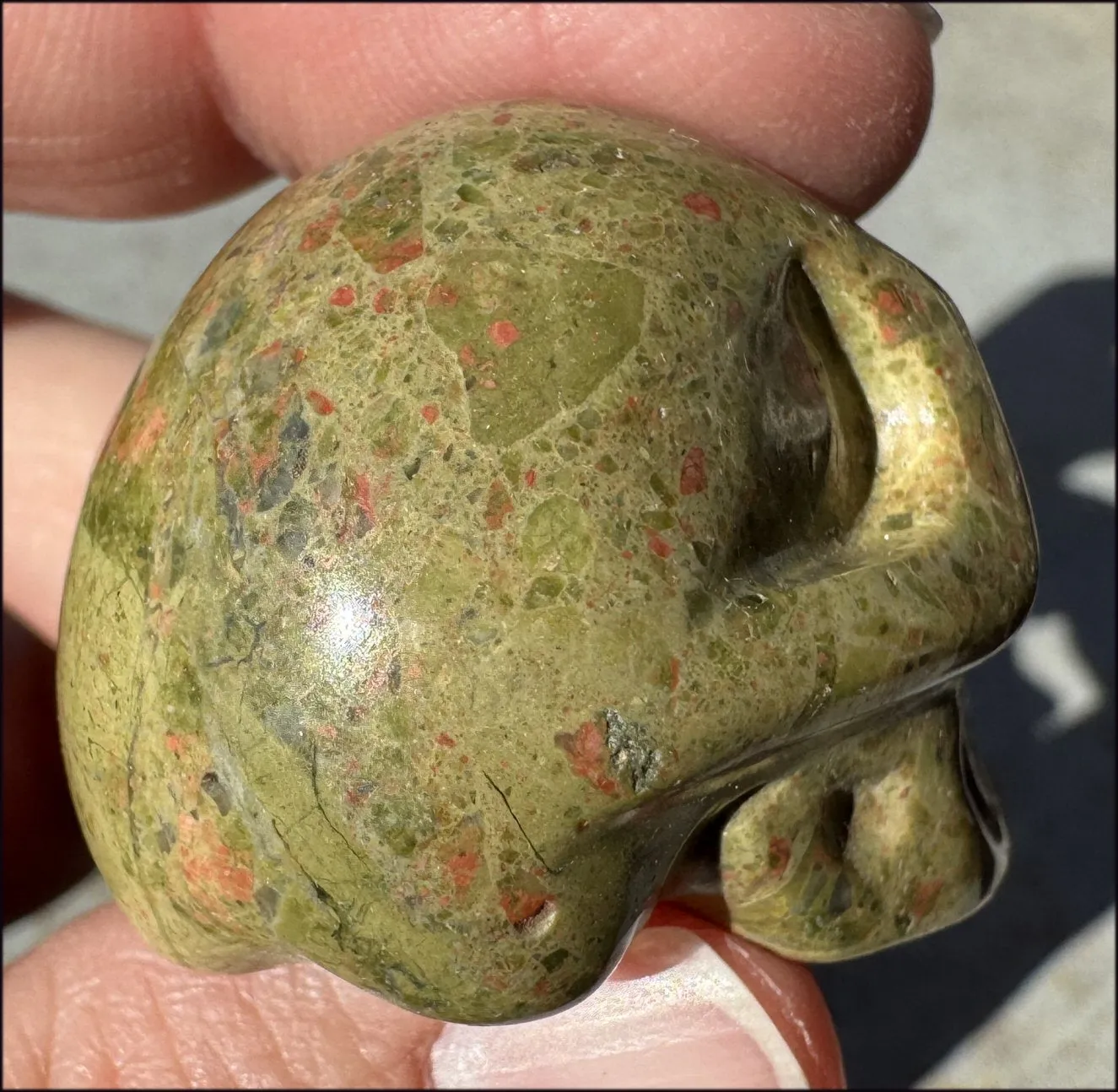 UNAKITE Crystal Skull - Connect with Mother Earth, Heart Chakra - with Synergy 9  years