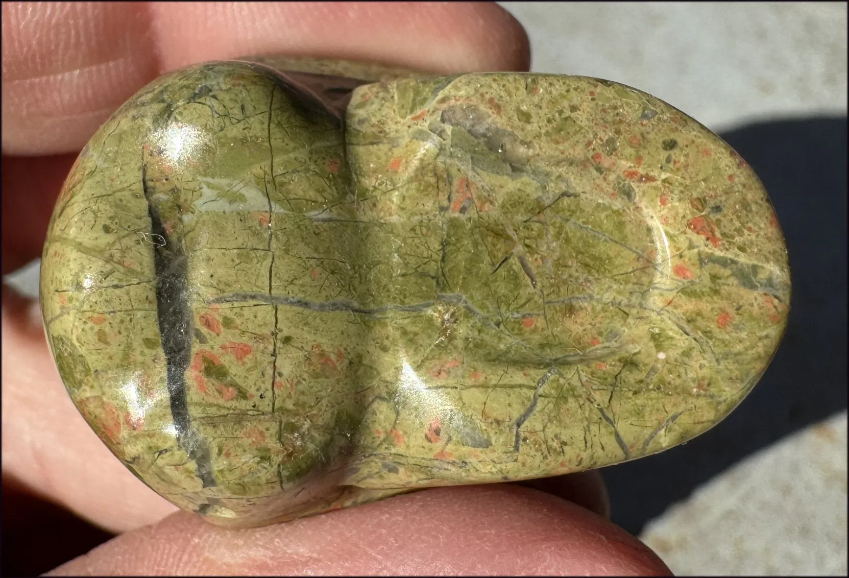 UNAKITE Crystal Skull - Connect with Mother Earth, Heart Chakra - with Synergy 9  years