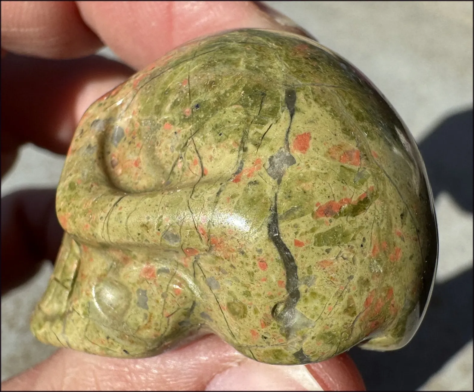 UNAKITE Crystal Skull - Connect with Mother Earth, Heart Chakra - with Synergy 9  years