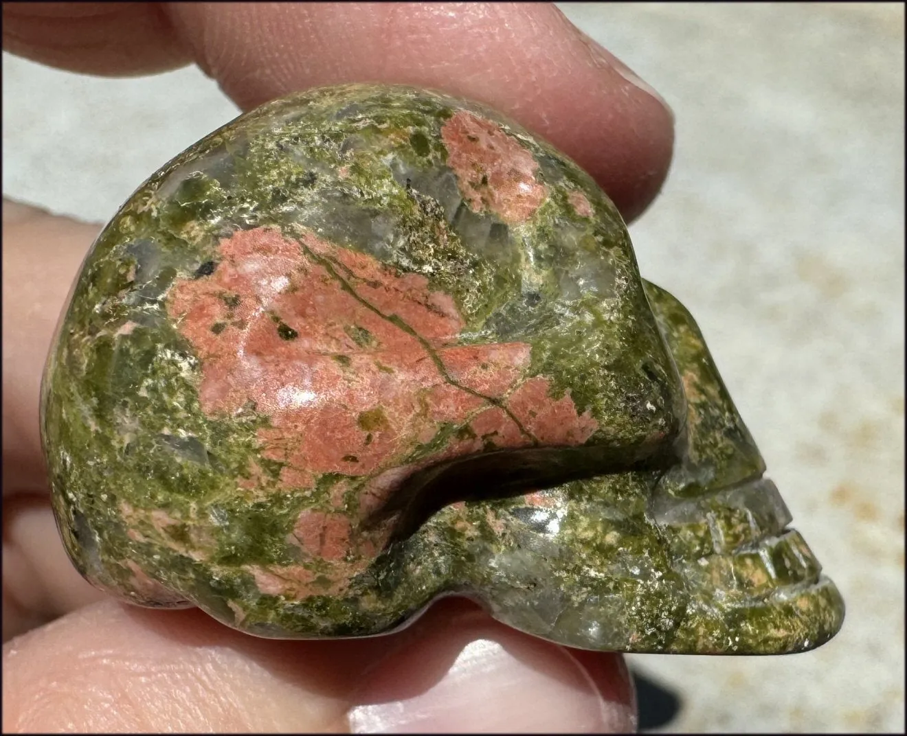 UNAKITE Crystal Skull - Connect with Mother Earth - with Synergy 9  years