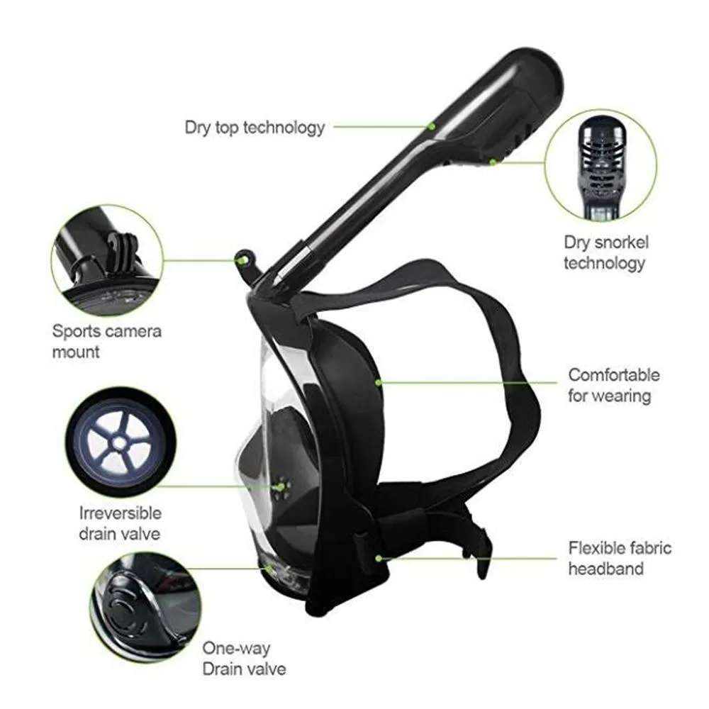 Underwater Scuba Anti Fog Full Face Diving Mask Snorkeling Set Respiratory masks Safe and waterproof Swimming Equipment