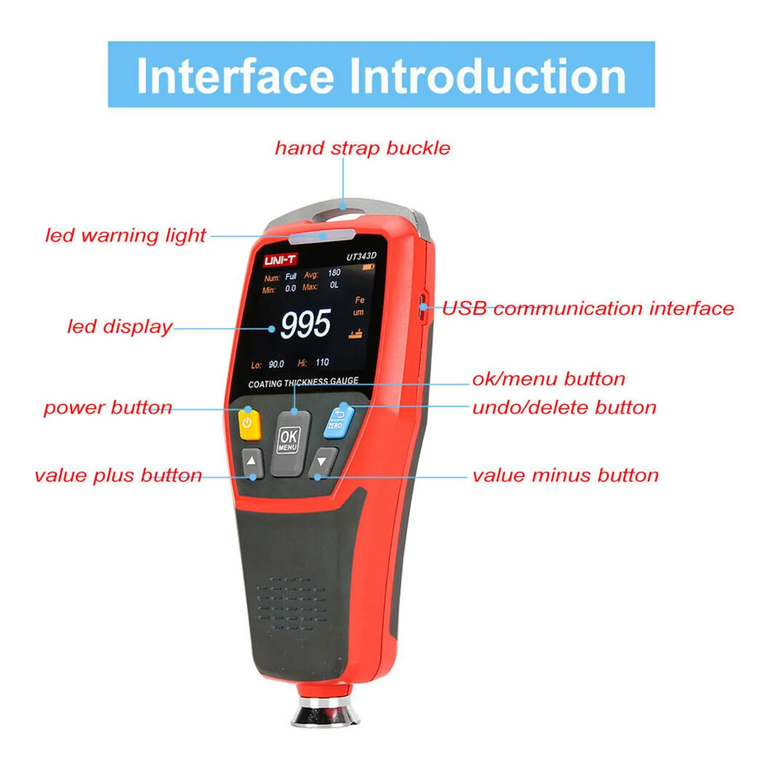 UNI-T Coating Thickness Gauge Digital DFT Meter